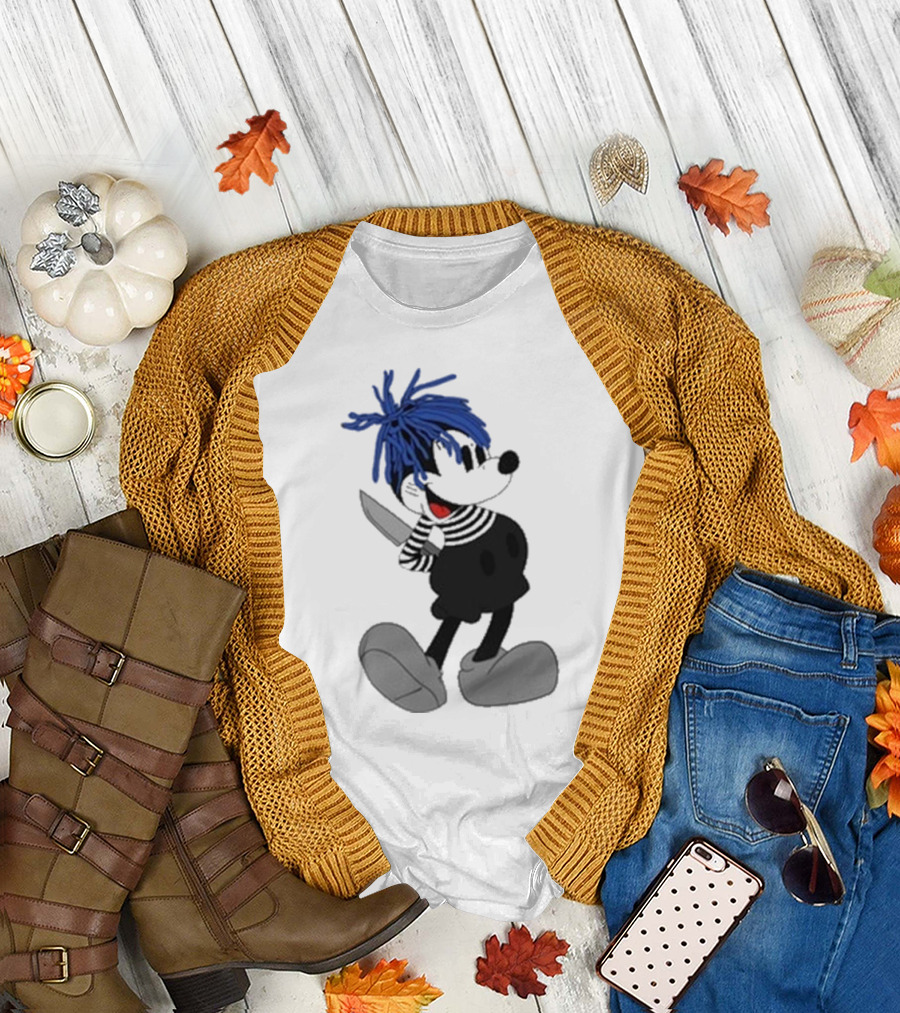 Revenge X Sad Knife Character with Blue Hair and Red Eyes T-Shirt