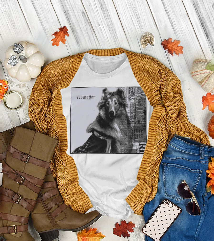 Revutation Reveille Collie Newspaper Style T-Shirt