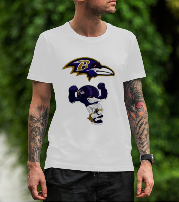 Baltimore Ravens Rush Zone NFL Cartoon Character Ravens Logo 2025 T-Shirt