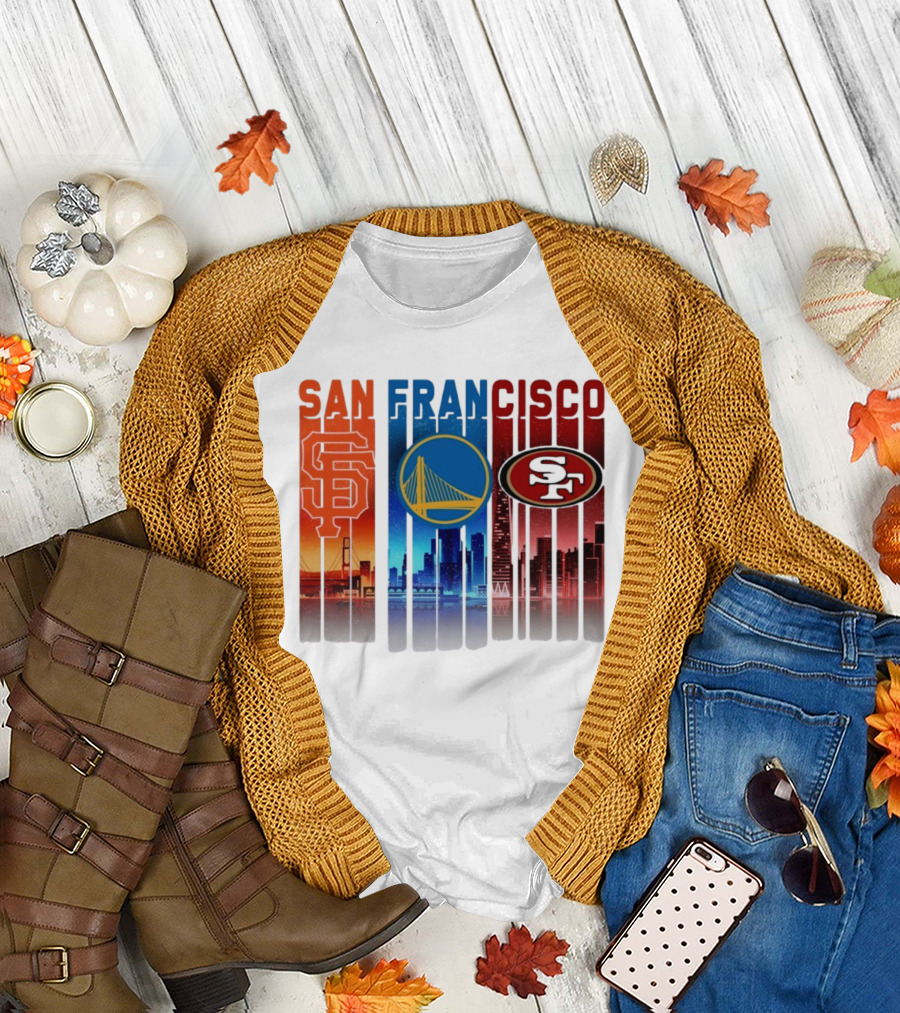 San Francisco Giants Warriors 49ers Cityscape Skyline T-Shirt