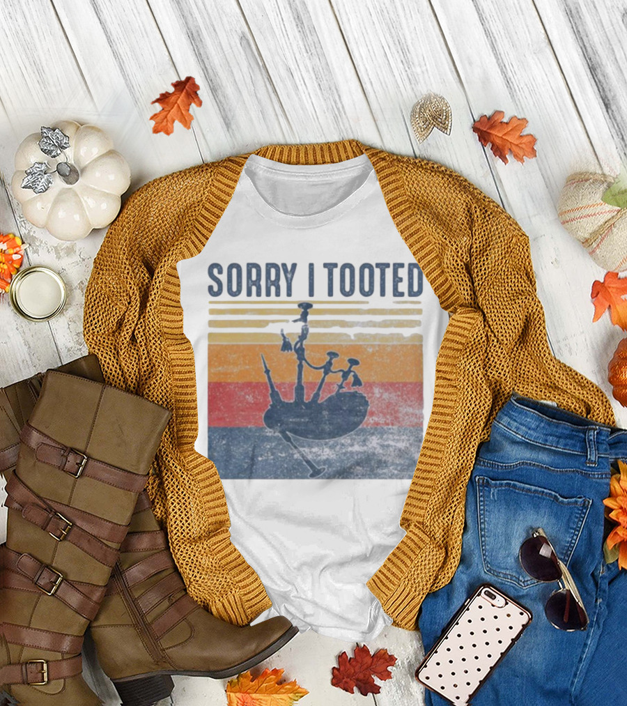 Sorry I Tooted Bagpipe Vintage Retro Stripes T-Shirt