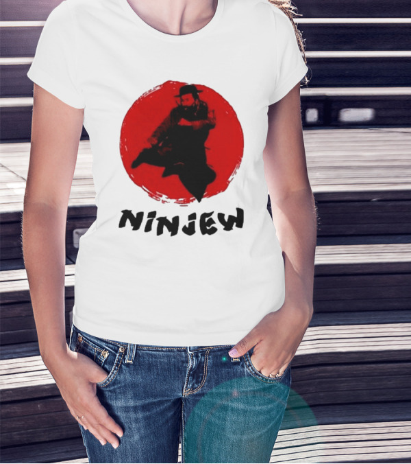 Ninjew Red Circle Kick Martial Arts Style T-Shirt