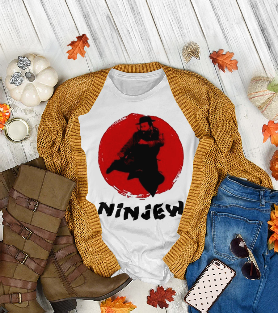 Ninjew Red Circle Kick Martial Arts Style T-Shirt