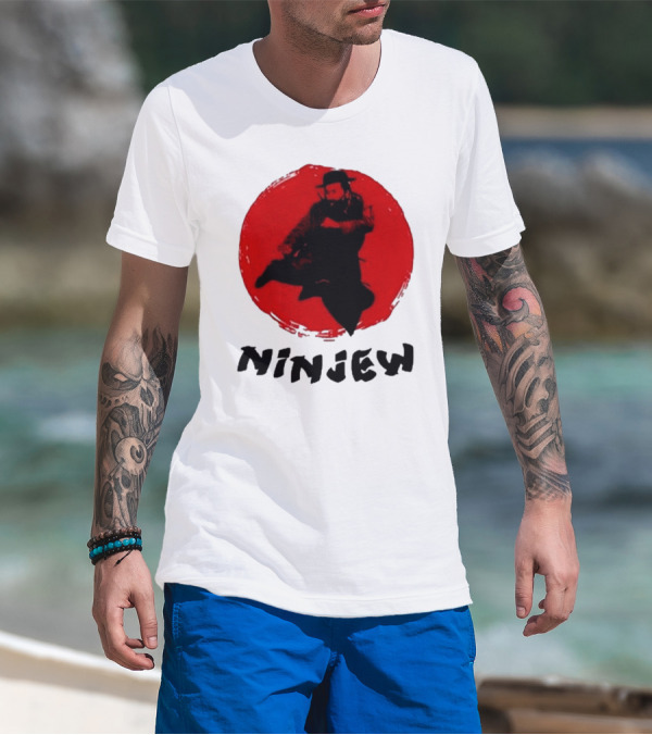 Ninjew Red Circle Kick Martial Arts Style T-Shirt