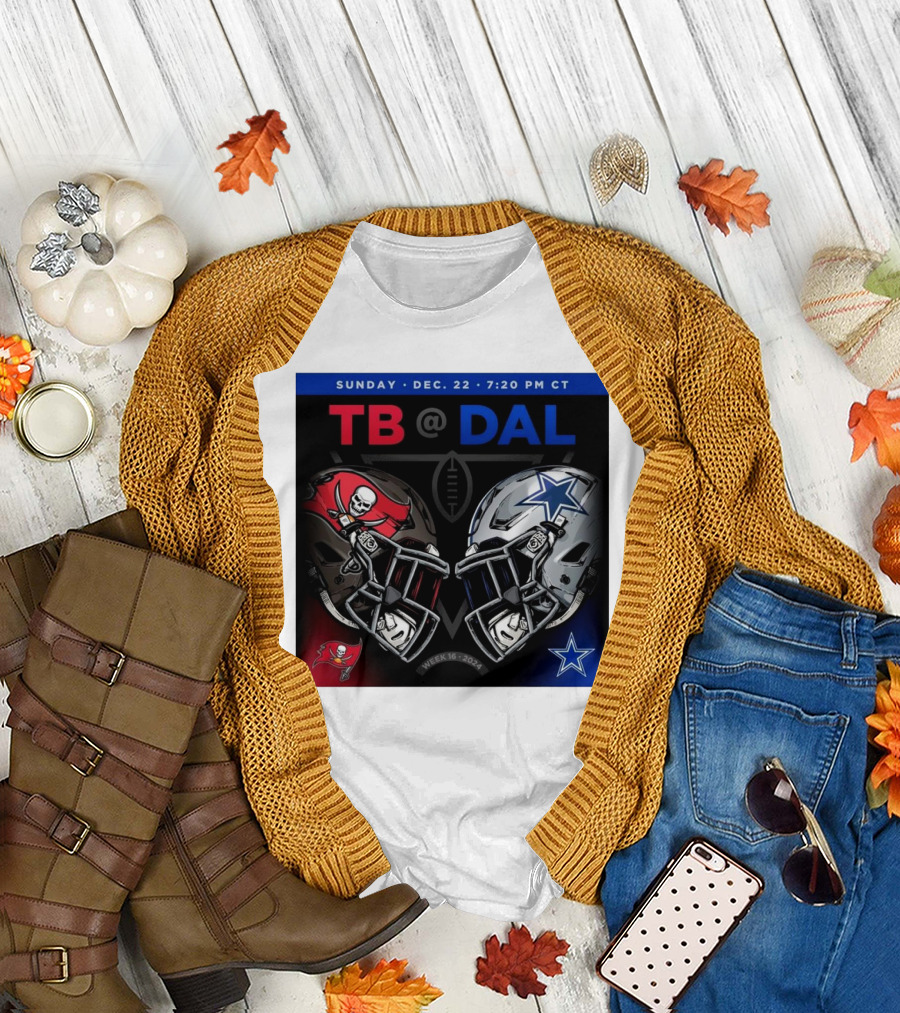 Sunday Dec 22 7:20 PM CT TB @ DAL Week 16 2024 Helmet Face-Off T-Shirt
