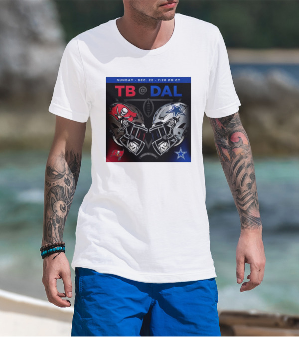 Sunday Dec 22 7:20 PM CT TB @ DAL Week 16 2024 Helmet Face-Off T-Shirt