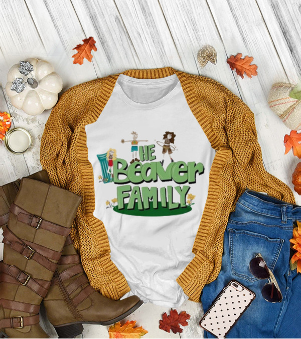 The Beaver Family Characters And Text T-Shirt