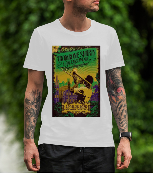 Trombone Shorty & Orleans Avenue Treme Threauxdown April 26 2025 Saenger Theatre New Orleans T-Shirt