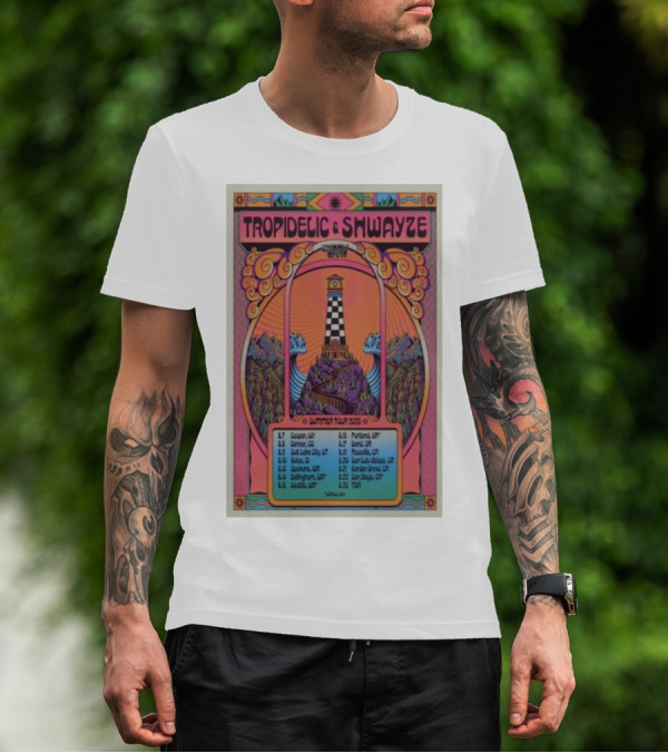 Tropidelic & Shwayze Summer Tour 2025 Lighthouse Psychedelic Concert Dates T-Shirt