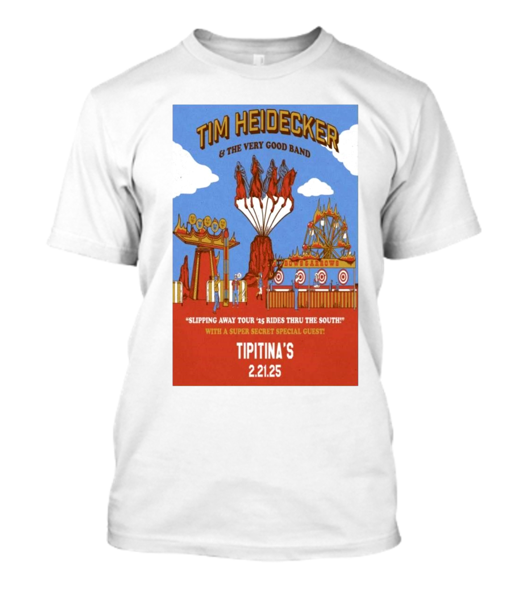 Tim Heidecker & The Very Good Band Slipping Away Tour '25 Rides Thru The South Tipitina’s New Orleans Feb 21 2025 T-Shirt
