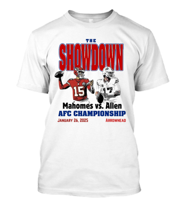 The Showdown Allen Vs Mahomes Rivalry AFC Championship January 26 2025 Arrowhead T-Shirt