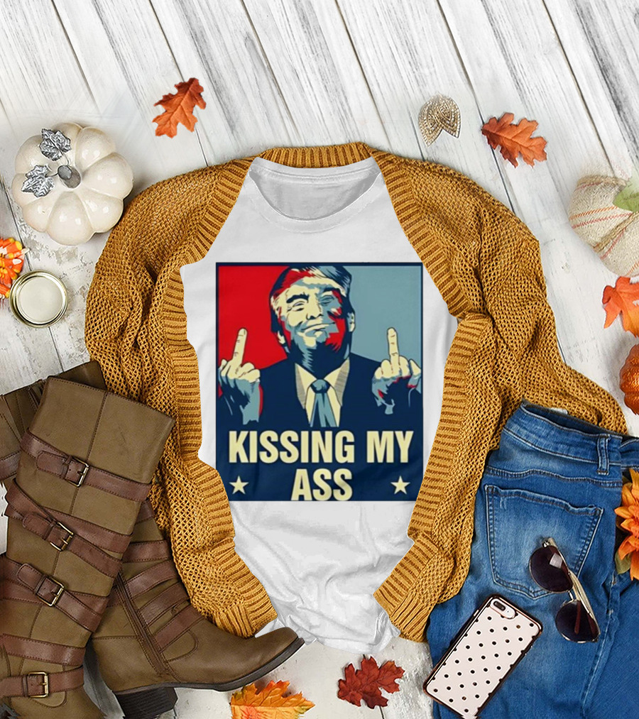Trump Middle Fingers Red Blue Kissing My Ass T-Shirt