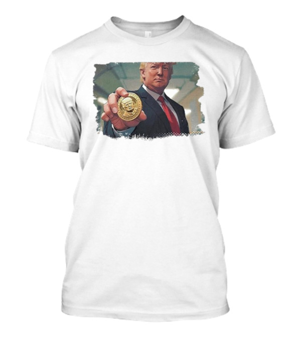 Trump Crypto Coin Meme Holding Golden Coin T-Shirt