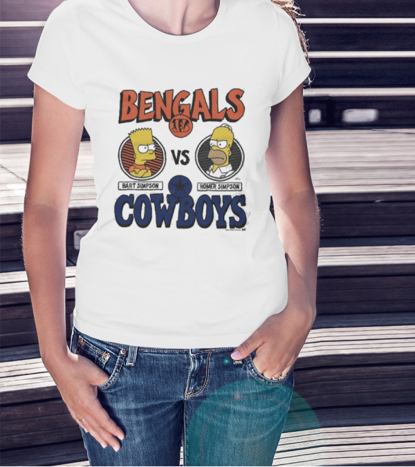 Bengals 13 Vs Simpsons Cowboys Bart Vs Homer T-Shirt