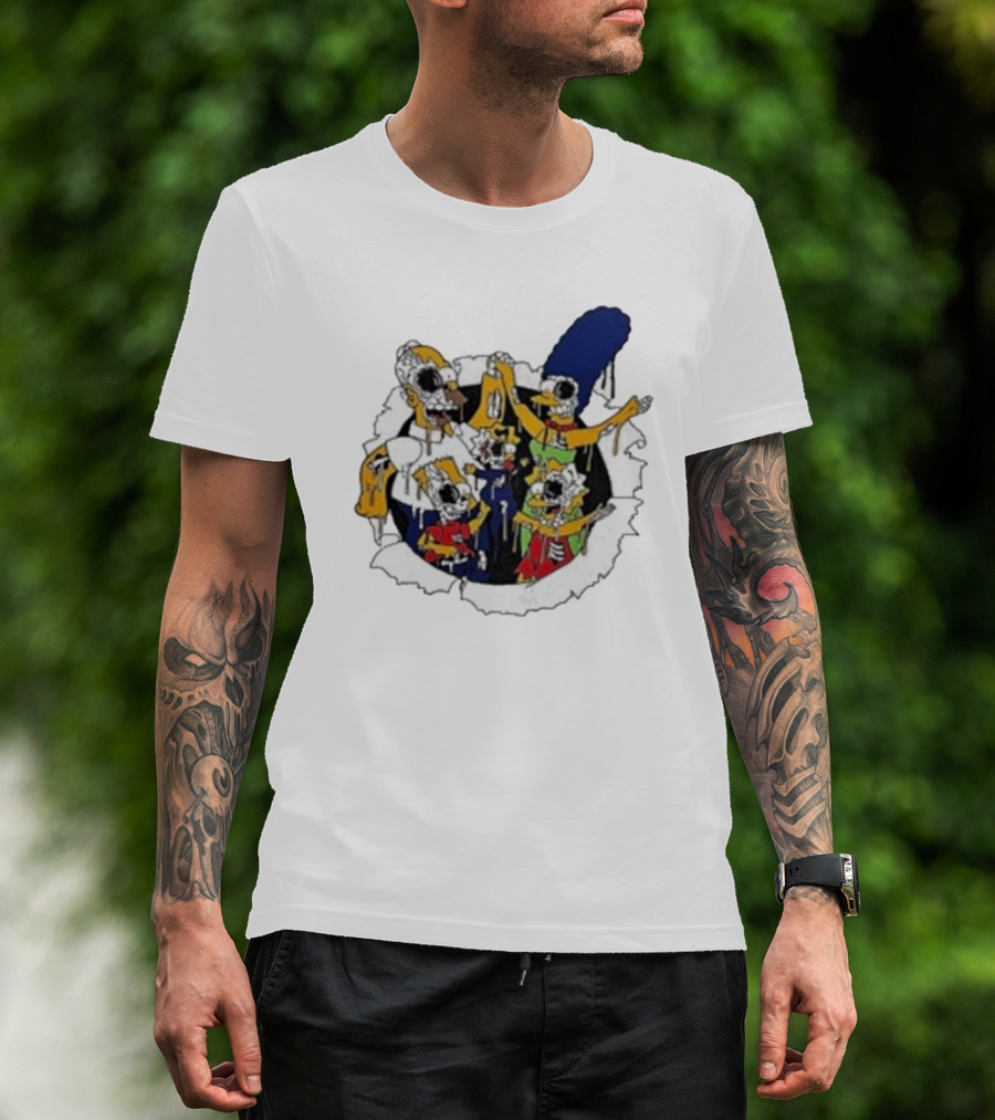 Zombie Family Simpsons Characters Dripping Melting Style T-Shirt