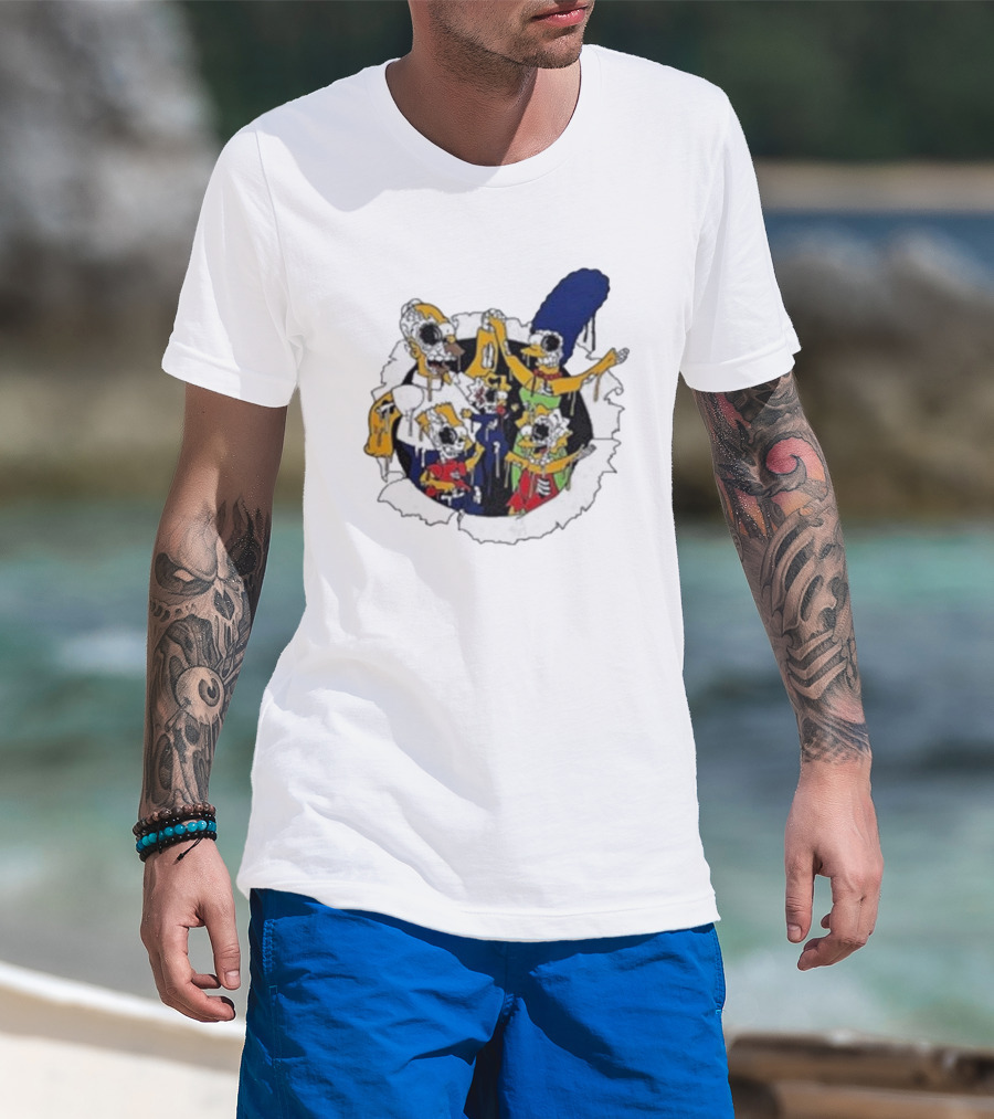 Zombie Family Simpsons Characters Dripping Melting Style T-Shirt