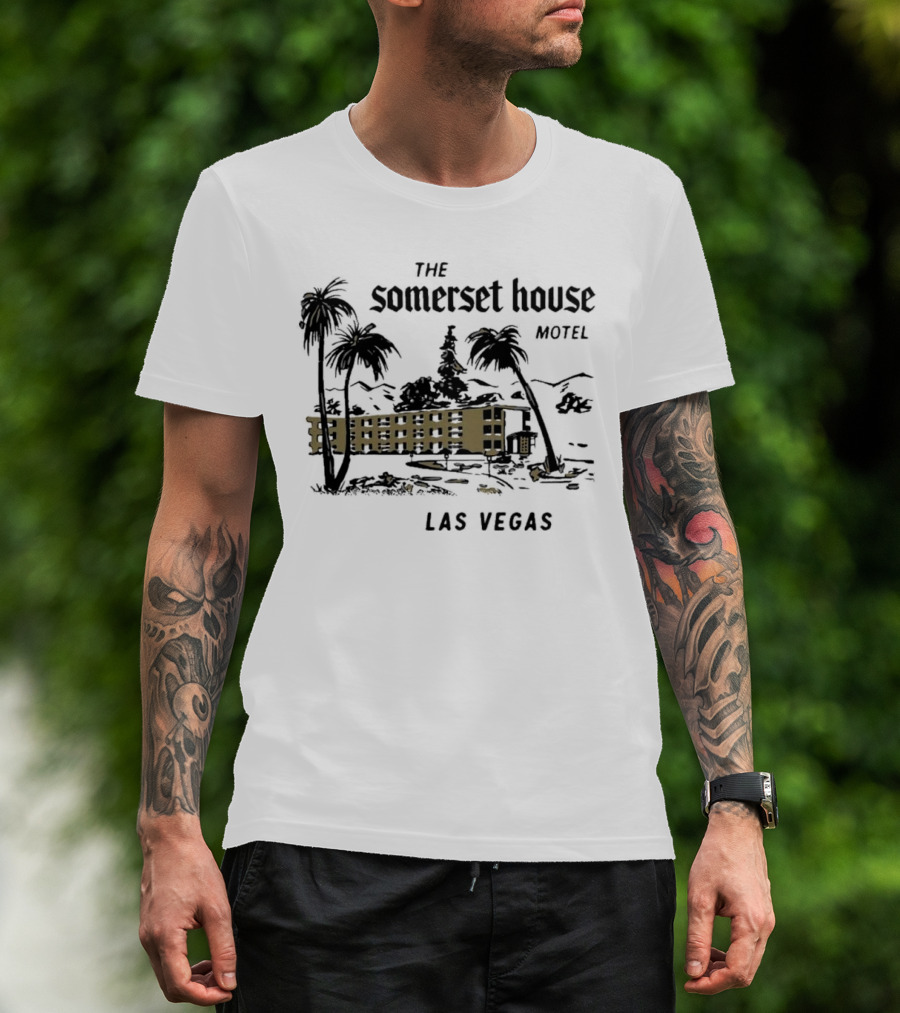 The Somerset House Motel Vintage Las Vegas Retro Style Building Outline T-Shirt