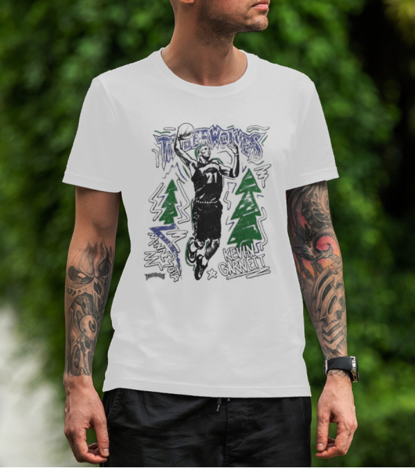 Minnesota Timberwolves Hardwood Kevin Garnett 21 Basketball Legend T-Shirt