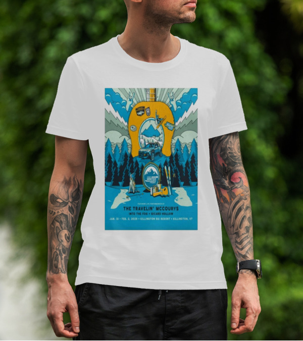 Del McCoury Winterfest Killington Ski Resort Jan 31-Feb 2 2025 Winter Fest Featuring The Travelin' Mccourys Into The Fog Sicard Hollow T-Shirt