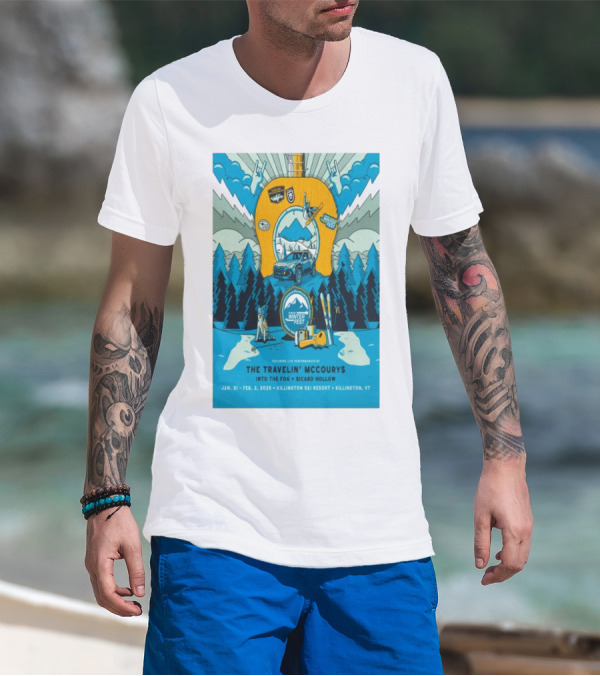 Del McCoury Winterfest Killington Ski Resort Jan 31-Feb 2 2025 Winter Fest Featuring The Travelin' Mccourys Into The Fog Sicard Hollow T-Shirt