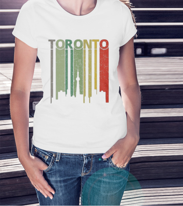 Retro Toronto Skyline Colorful Vertical Lines T-Shirt