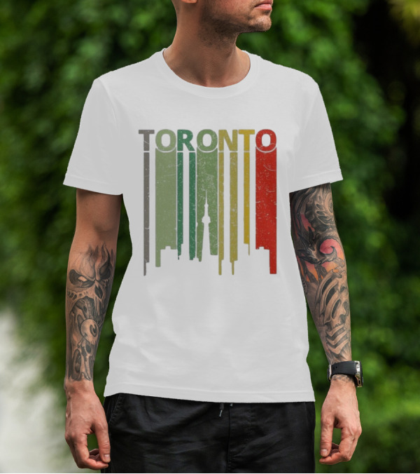 Retro Toronto Skyline Colorful Vertical Lines T-Shirt