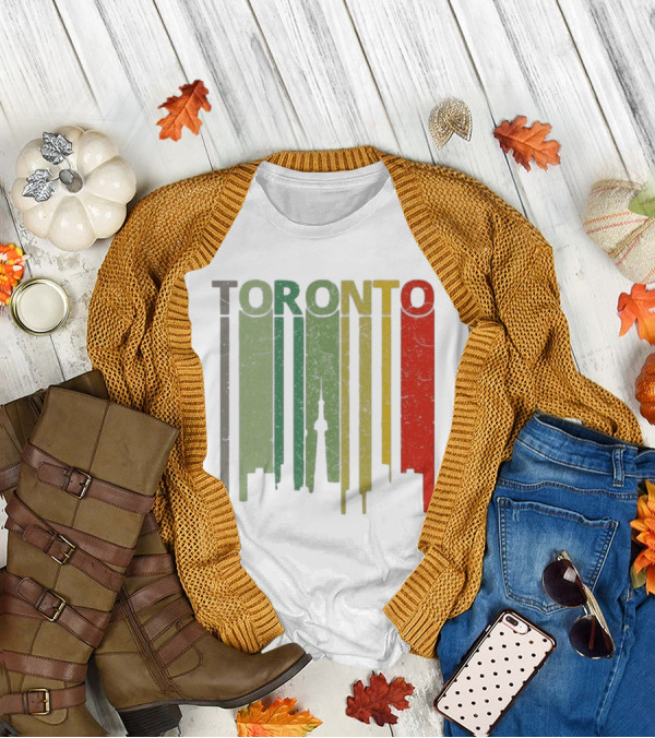 Retro Toronto Skyline Colorful Vertical Lines T-Shirt
