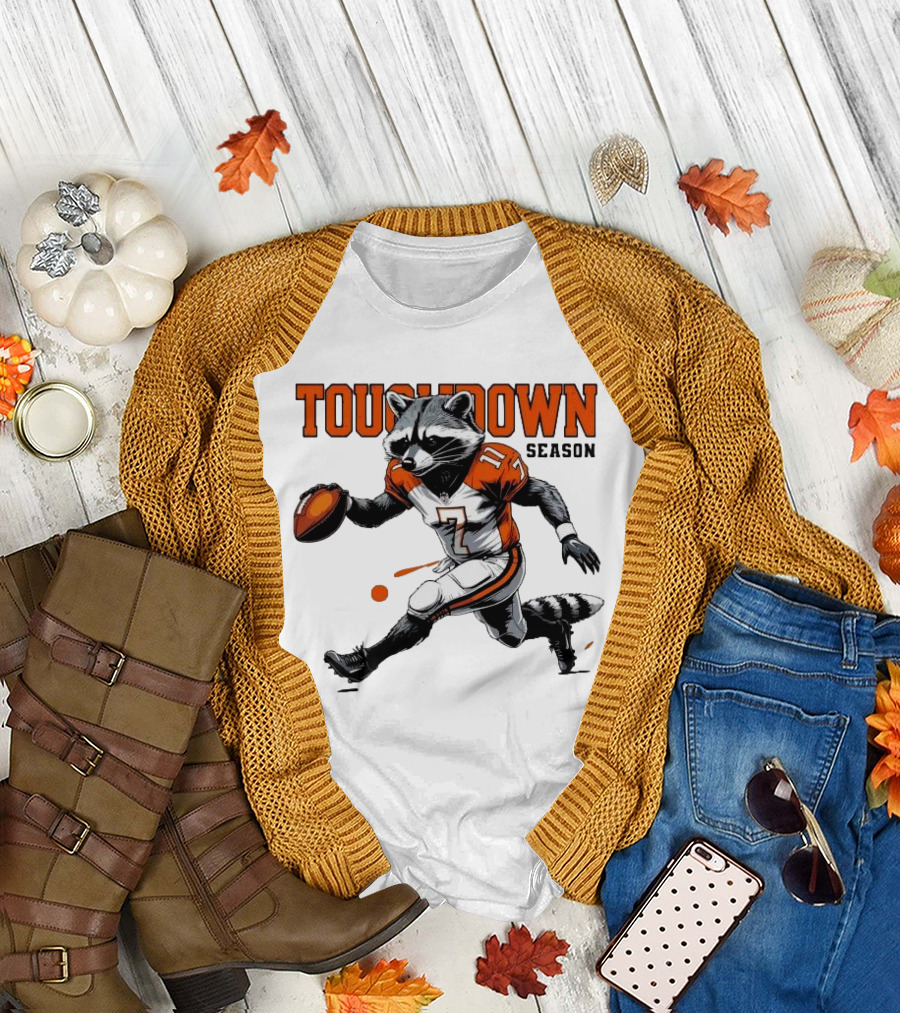 Touchdown Season Raccoon Football Fun T-Shirt