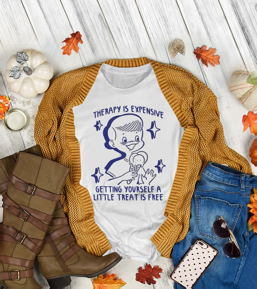 Therapy Is Expensive Getting Yourself A Little Treat Is Free Nostalgic Ice Cream Boy T-Shirt
