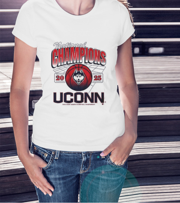 UConn Huskies 2025 NCAA Champions Basketball Huskies Logo T-Shirt