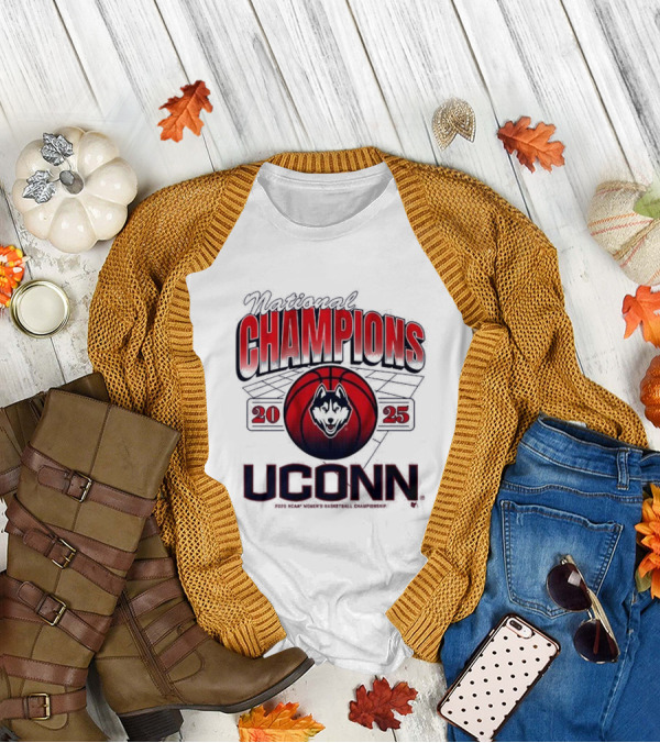 UConn Huskies 2025 NCAA Champions Basketball Huskies Logo T-Shirt