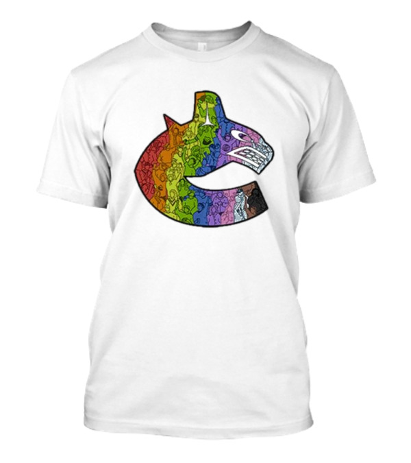 Vancouver Canucks 2025 Pride Rainbow Orca Emblem T-Shirt
