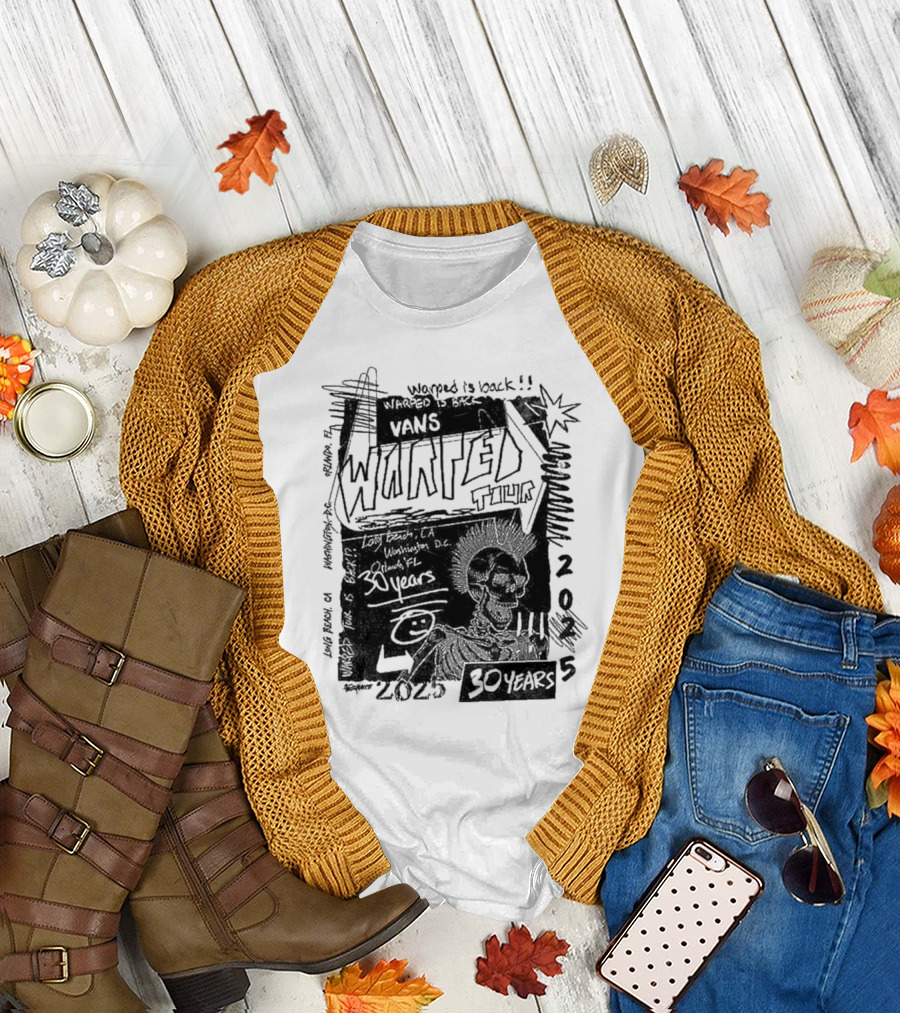 Vans Warped Tour 2025 30 Years Anniversary Warped Is Back Classic Icons And Phrases T-Shirt