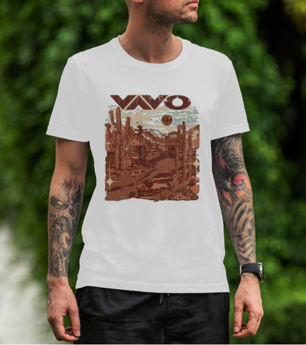 Vavo Cactus Desert Scene Neon Honky Tonk Midweight T-Shirt