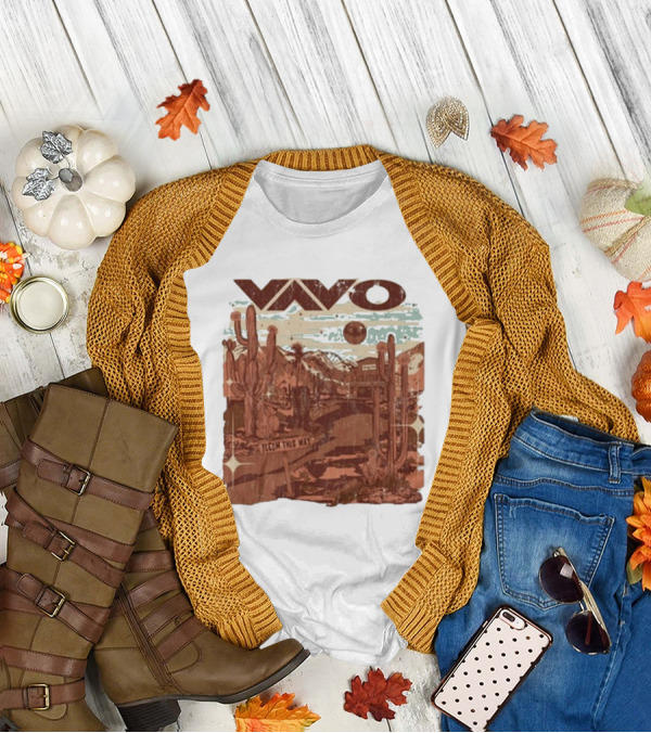 Vavo Cactus Desert Scene Neon Honky Tonk Midweight T-Shirt