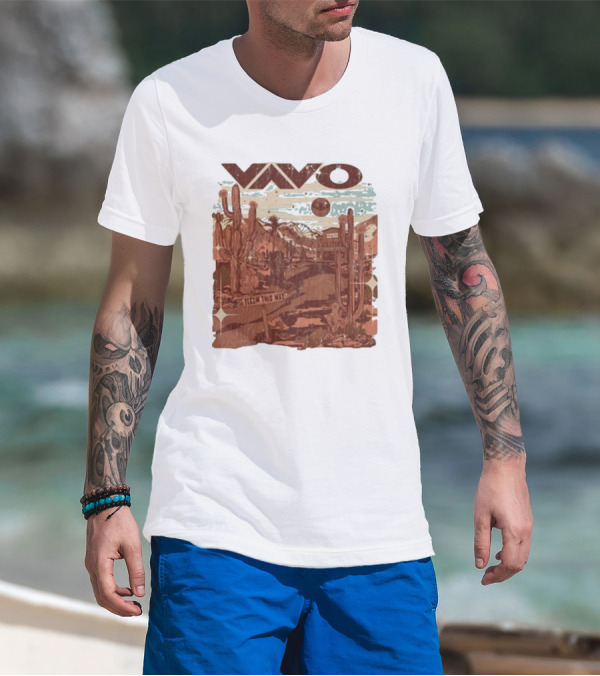 Vavo Cactus Desert Scene Neon Honky Tonk Midweight T-Shirt