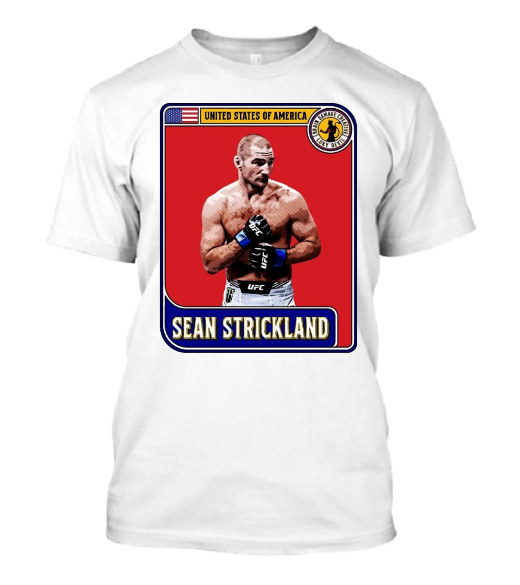 United States Of America Sean Strickland UFC Brain Damage Creative Luky Devil T-Shirt