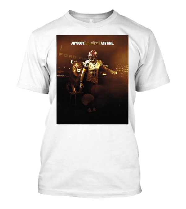 Washington Commanders Mike Sainristil Anybody Anywhere Anytime Lion Tamer Ford Field T-Shirt