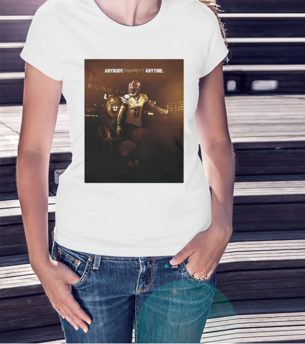Washington Commanders Mike Sainristil Anybody Anywhere Anytime Lion Tamer Ford Field T-Shirt