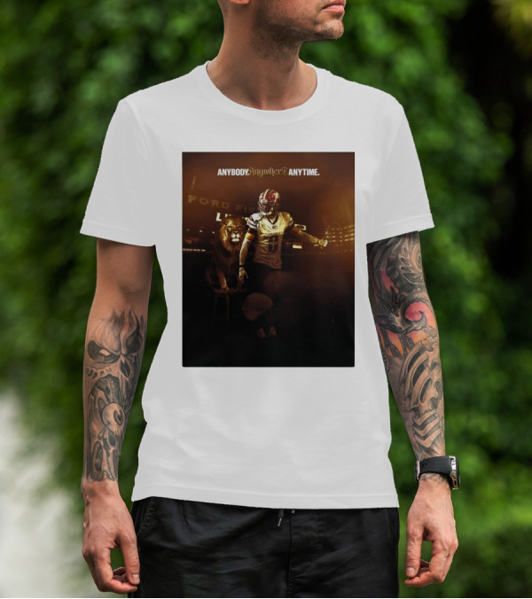 Washington Commanders Mike Sainristil Anybody Anywhere Anytime Lion Tamer Ford Field T-Shirt