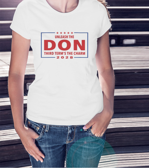 Unleash The Don Third Term’s The Charm 2028 Five Stars Red Blue Frame T-Shirt