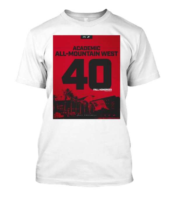 UNLV Football Academic All-Mountain West 40 Fall Honorees Program Record T-Shirt