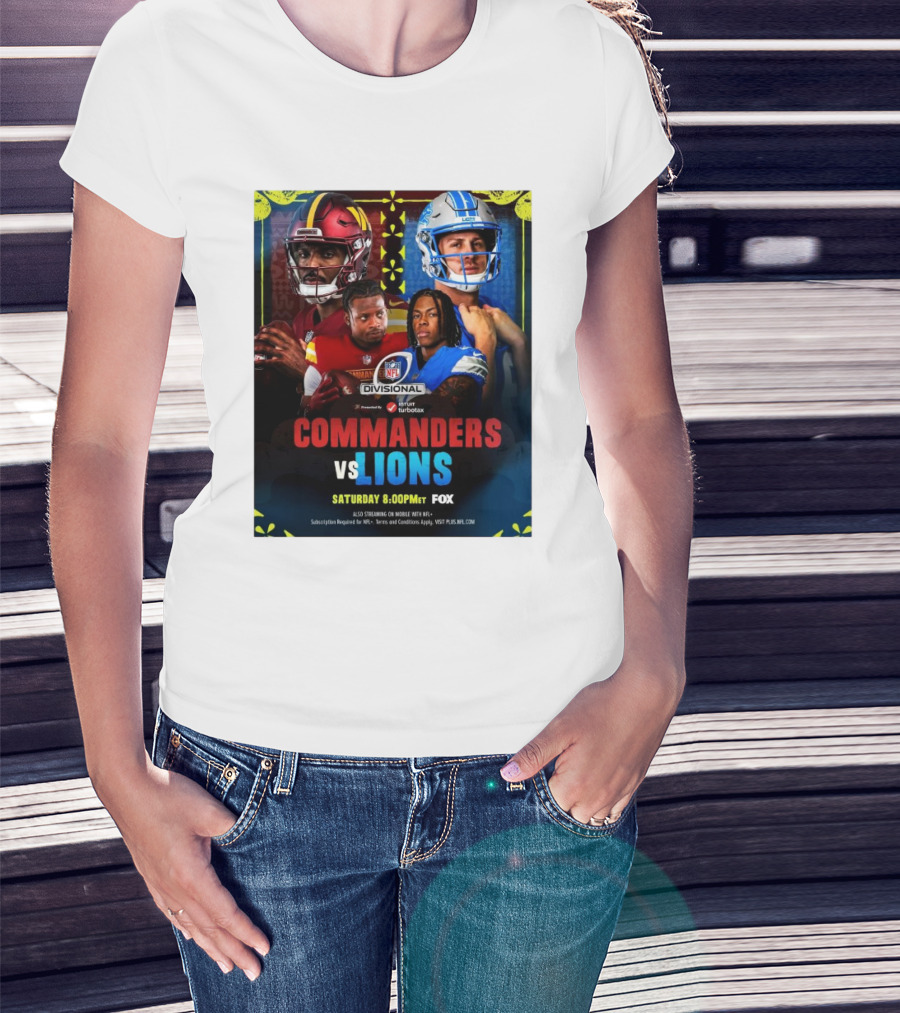 Commanders Vs Lions NFL Divisional Showdown Saturday 8:00PM ET On FOX T-Shirt