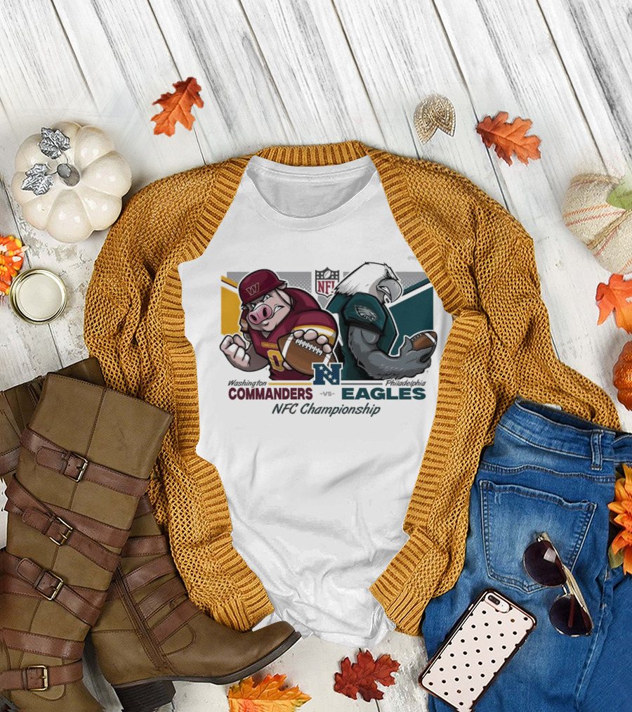 Washington Commanders Vs Philadelphia Eagles NFC Championship NFL Conference Championships Super Bowl LIX Mascot Football Rivalry T-Shirt