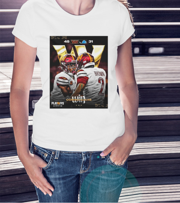 Washington Commanders 45–31 Win Over Detroit Lions NFL Playoffs 5-Time World Champions T-Shirt