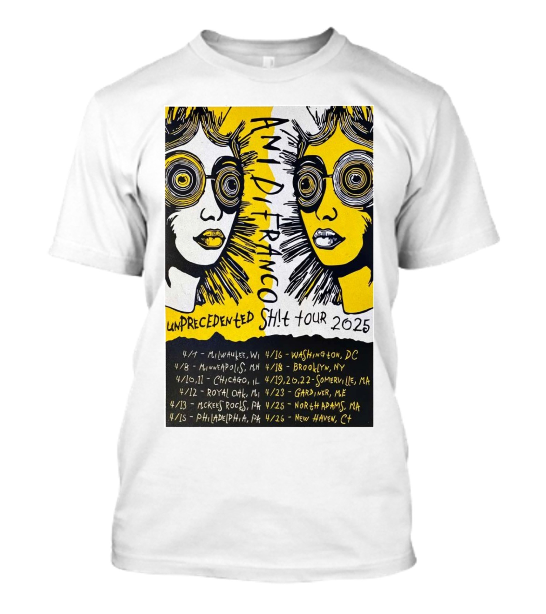 Ani DiFranco Unprecedented Sh!t Tour 2025 Milwaukee Minneapolis Chicago Dates T-Shirt