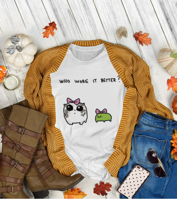 Who Wore It Better Bow Tie Otter And Green Blob T-Shirt