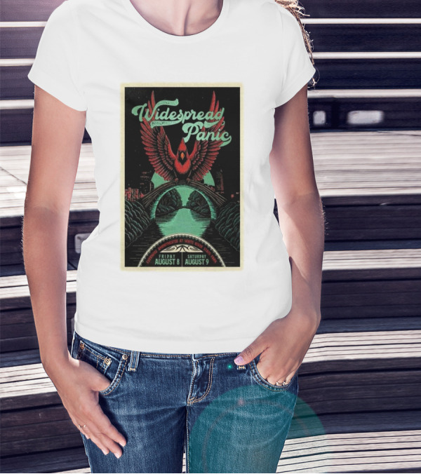 Widespread Panic Aug 8-9 2025 Everwise Amphitheater White River State Park Indianapolis IN Tour Cardinal Imagery T-Shirt