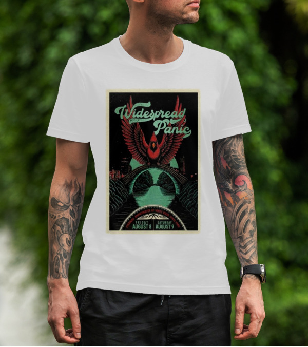 Widespread Panic Aug 8-9 2025 Everwise Amphitheater White River State Park Indianapolis IN Tour Cardinal Imagery T-Shirt