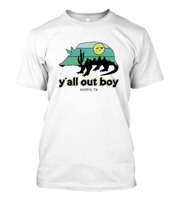 Fall Out Boy Y’All Out Boy Austin TX Skyline Cactus Desert Sun Icon T-Shirt